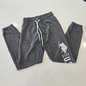 US Polo Assn Terry Boyfriend Sweat Pants Joggers Gray Logo Small